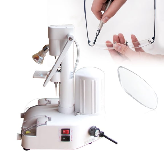 Optical Lens Groover W/Lighting,Electric Glass Cutting Machine/Punching Machine,Adjustable Groove Dept And Drilling Diameter,Processing Equipment