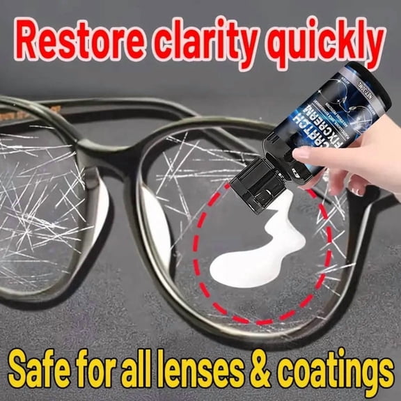Optical Lens Scratch Repair Polishing Paste with Microfiber Sponge for Eyeglasses Sunglasses Phone Screens Camera Lenses Gently Removes Fine Scratches Restores Clarity Protective Coating