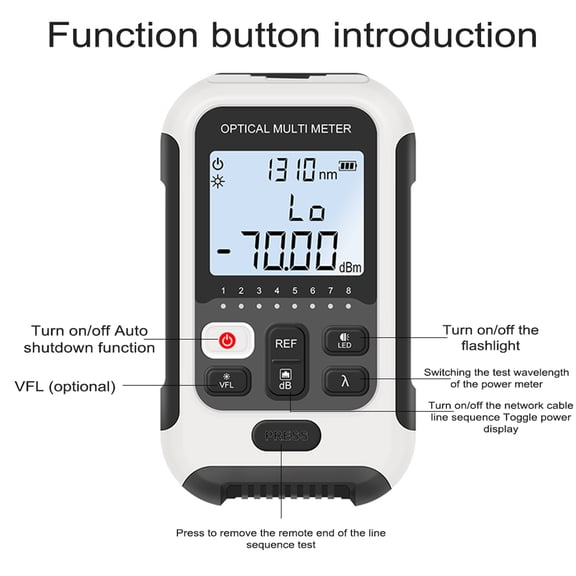 Optical Portable Lightweight 3 In 1 Optical Power Meter High Accurancy Network Tester Digital Display Optical Fiber Tester With LED Light