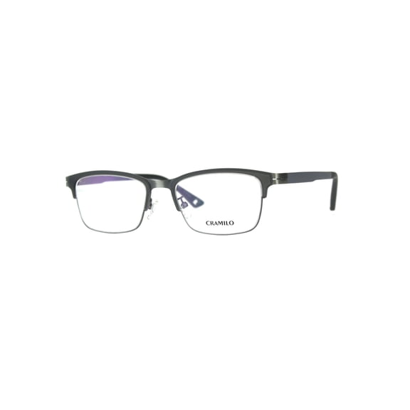 Optical Quality Metal Half Rim Narrow Rectangular Eyeglasses Frame Dark Grey