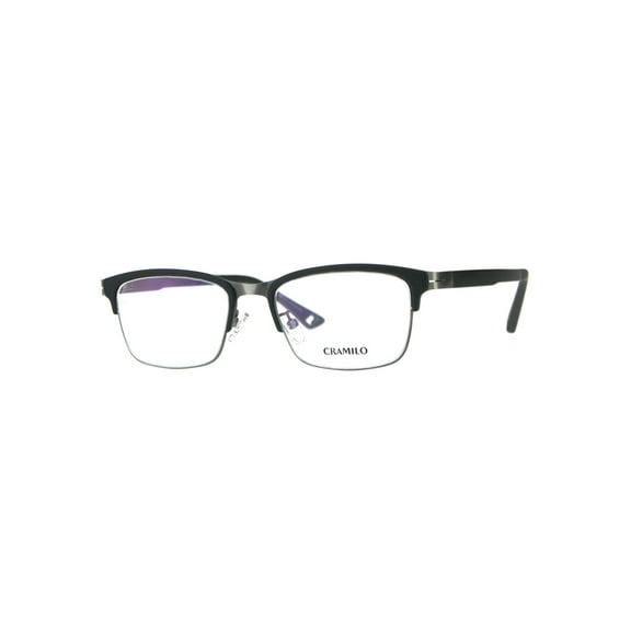 Optical Quality Metal Half Rim Narrow Rectangular Eyeglasses Frame Matte Black