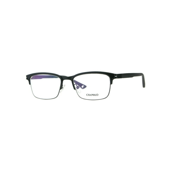 Optical Quality Metal Half Rim Narrow Rectangular Eyeglasses Frame Shiny Black