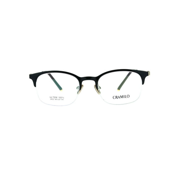 Optical Quality Narrow Half Horn Rim Rectangular Eyeglasses Frame Shiny Black