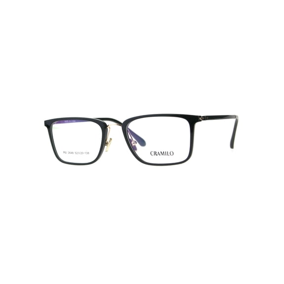 Optical Quality Rectangular Minimal Designer Eyeglasses Frame Shiny Black Gold