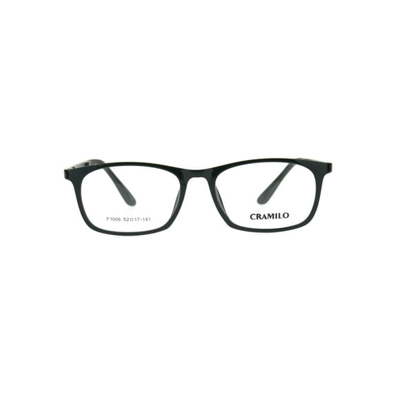 Optical Quality Rectangular Narrow Thin Plastic Mens Eyeglasses Frame Solid Shiny Black