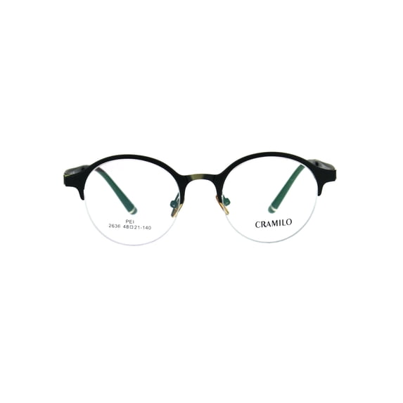 Optical Quality Round Half Horn Rim Luxury Circle Lens Eyeglasses Frame Matte Black