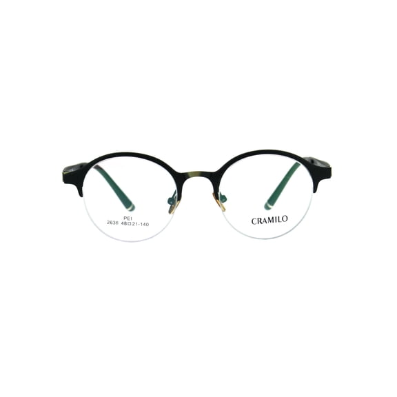 Optical Quality Round Half Horn Rim Luxury Circle Lens Eyeglasses Frame Matte Black