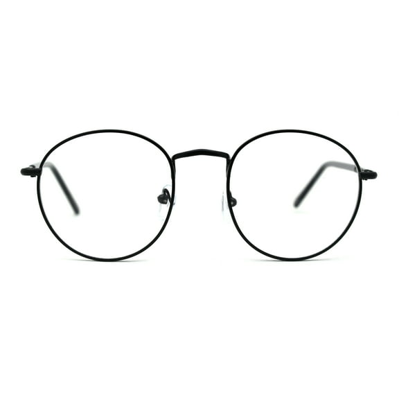 Optical Quality Round Spring Hinge Metal Rim Blue Light Flitering Computer Glasses Black