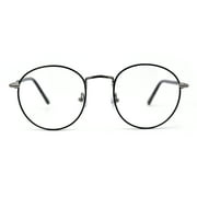 Optical Quality Round Spring Hinge Metal Rim Blue Light Flitering Computer Glasses Gunmetal Black