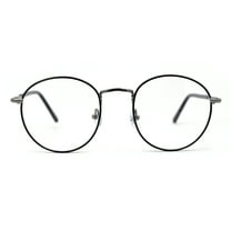 Optical Quality Round Spring Hinge Metal Rim Blue Light Flitering Computer Glasses Gunmetal Black
