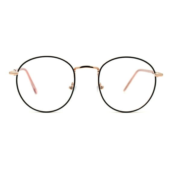 Optical Quality Round Spring Hinge Metal Rim Blue Light Flitering Computer Glasses Rose Gold Black