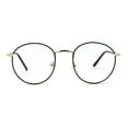 thumbnail image 1 of Optical Quality Round Spring Hinge Metal Rim Blue Light Flitering Computer Glasses Yellow Gold Black, 1 of 4