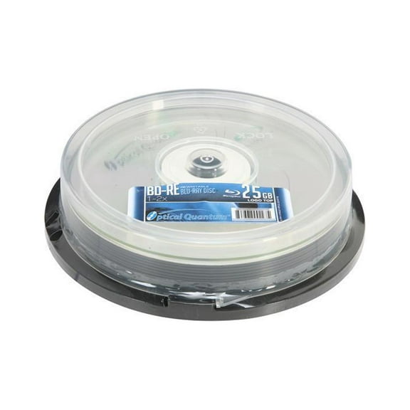 Optical Quantum OQBDRE02LT-10 2X 25 GB BD-RE Single Layer Blu-Ray ReWritable Logo Top 10-Disc Spindle