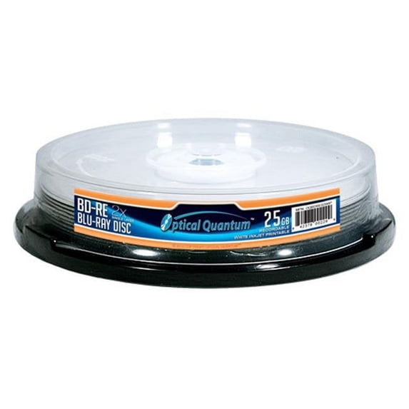 Optical Quantum White Inkjet Hub Printable - 10 x BD-RE - 25 GB 2x - white - ink jet printable surface - spindle