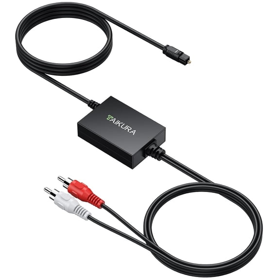 Optical to RCA Converter with Built-in Audio Amplifier Chip, Compact Plug and Play Digital to Analog Audio Converter with 192kHz 24bit DAC Converter for TV, DVD, Blu-Ray and Game Consoles