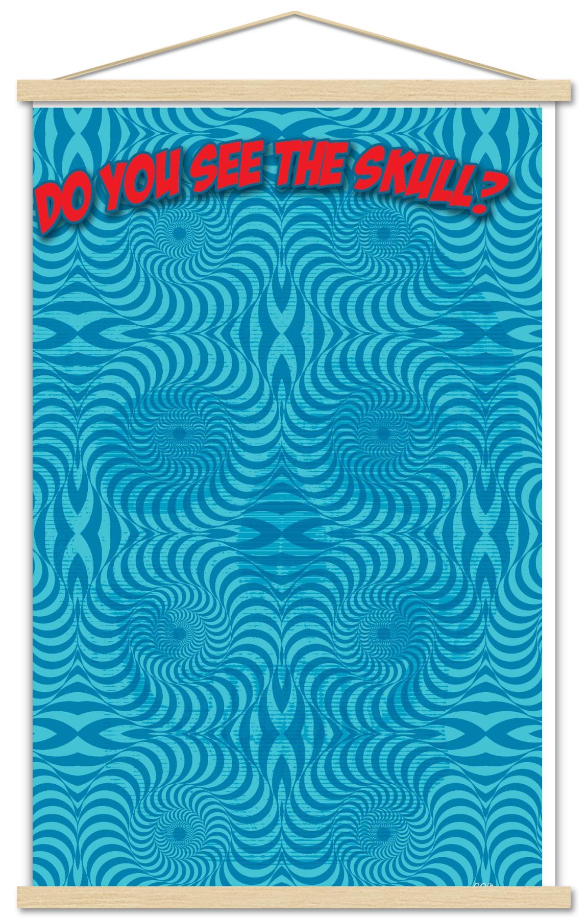 Optical - Skull Wall Poster with Wooden Magnetic Frame, 22.375" x 34"