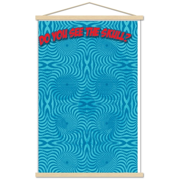 Optical - Skull Wall Poster with Wooden Magnetic Frame, 22.375" x 34"