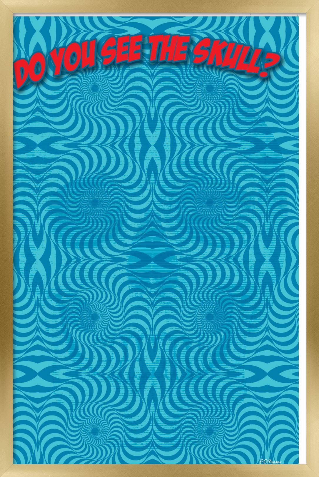 Optical - Skull Wall Poster, 14.725" x 22.375", Framed