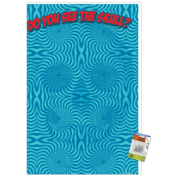 Optical - Skull Wall Poster with Push Pins, 22.375" x 34"