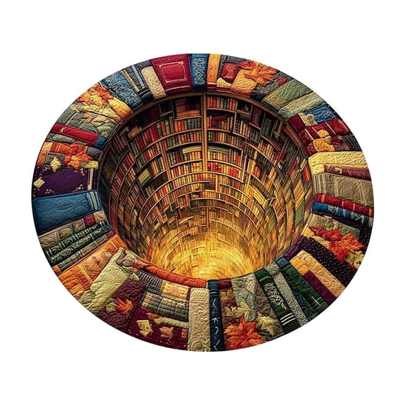 Optical T-Rex Round Rug for Bedroom, Library, and Study, Non-Slip Crystal-Velvet Floor Mat with Dinosaur Design, Fade-Proof and Washable, Ideal for Book Lovers
