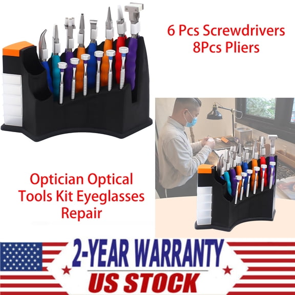 Optician Optical Tools Kit Eyeglasses Repair 6 Pcs Screwdrivers 8Pcs Pliers New