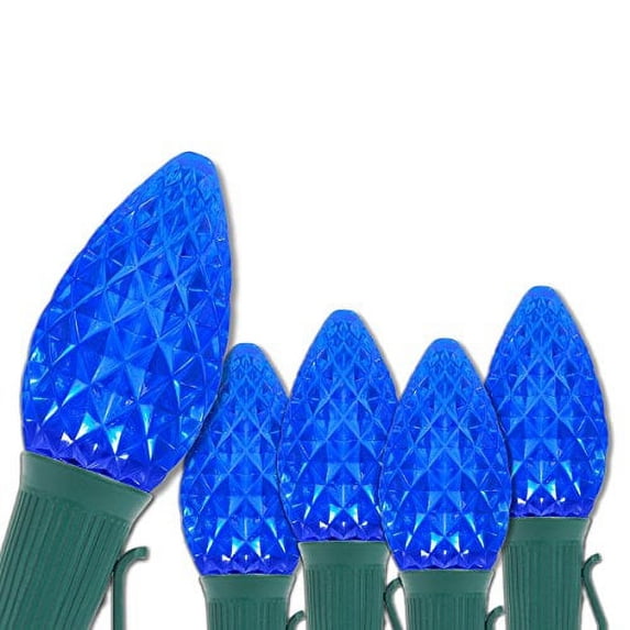 Opticore Blue C7 LED Christmas Lights, C7 Christmas Lights with Shatterproof Christmas Bulbs, 25 Lights, 25’