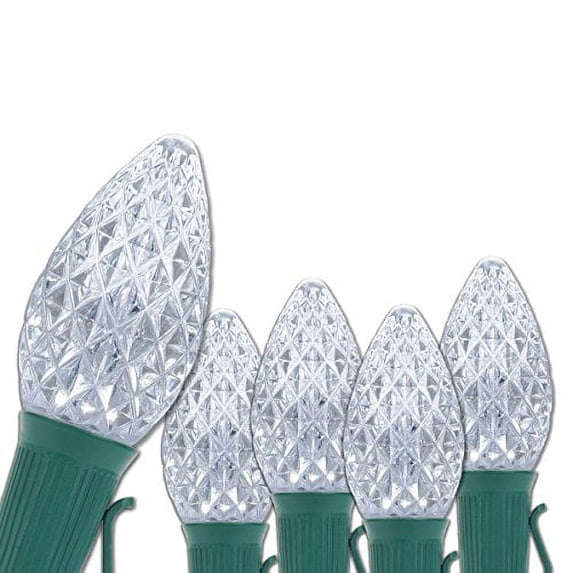 Opticore Cool White C7 LED Christmas Lights, C7 Christmas Lights with Shatterproof Christmas Bulbs, 25 Lights, 25’