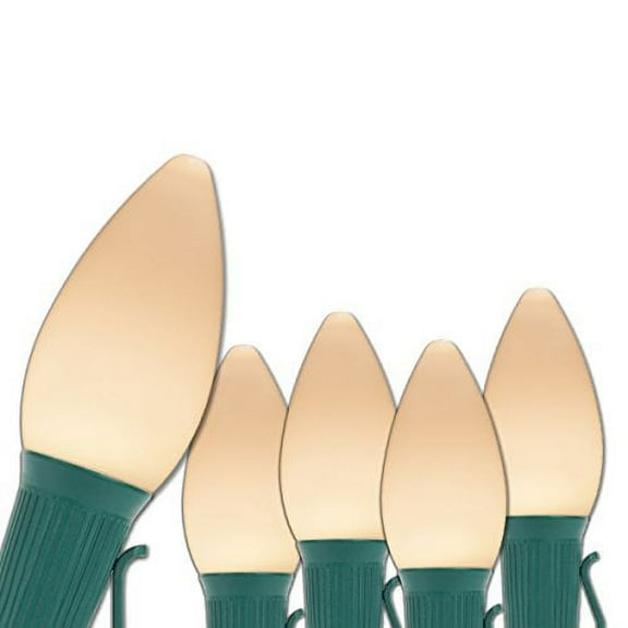 Opticore LED C7 Smooth Ceramic-Style Warm White Christmas Lights with Shatterproof Christmas Bulbs, 50 Lights, 50’