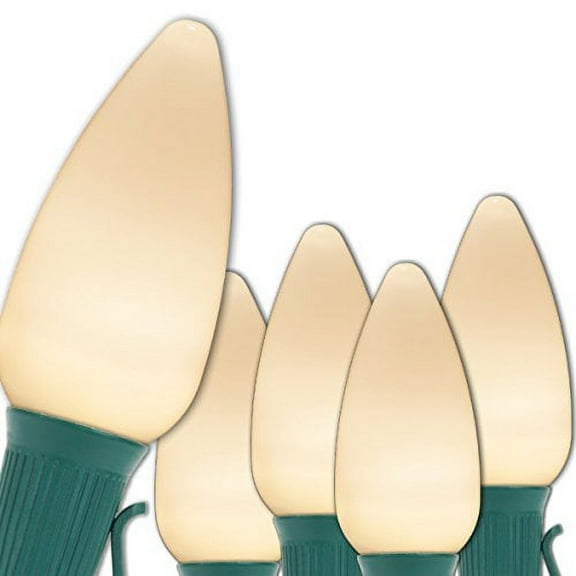Opticore LED C9 Smooth Ceramic-Style Warm White Christmas Lights with Shatterproof Christmas Bulbs, 25 Lights, 25’