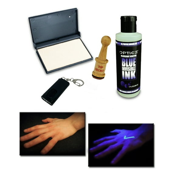 Opticz UV Blacklight Reactive Invisible Blue Ink Hand Stamping Security Starter Kit