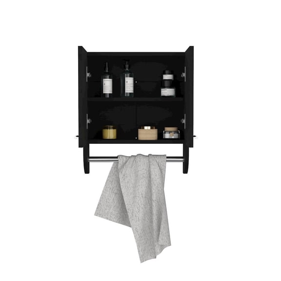 TUHOME Optim Medicine Cabinet with Two Interior Shelves and Integrated Towel Holder