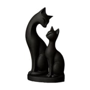 Optima 2 Pieces Cat Figurines Cat Couple Statue Novelty Minimalist Sculptures for Hotel