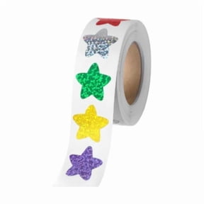 Optima 2xSparkly Star Stickers Roll 500Pcs/Roll for School Kids Reward Behavior Chart 2 Pcs