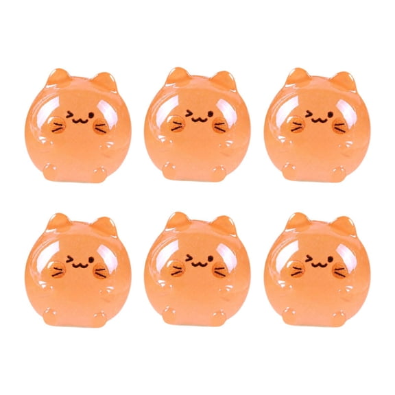 Optima 6 Miniature Cat Figurines, Micro Landscape Ornaments, Creative Decoration, Small Orange