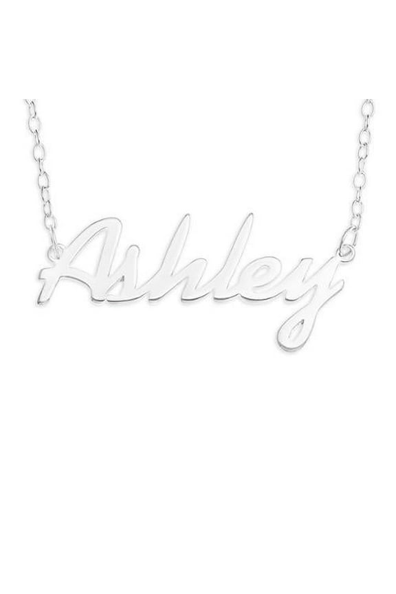 Sterling Silver 'Ashley' Name Pendant on 16-inch Trace Chain - White