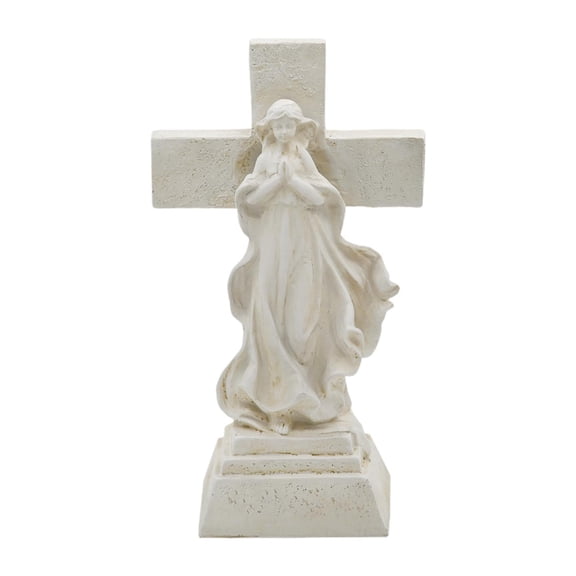 Optima Solar Virgin Mary Cross Garden Light Outdoor Decoration Realistic Praying Figure