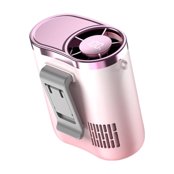 Optima Waist Fan Rechargeable Wearable Cooler Necklace Fan Belt Clip Fan Portable LED Digital Side Button Adjustable Speed PP Material Suitable for Outdoor Workers Camping Construction Office Pink