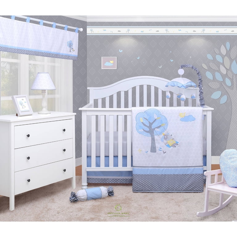OptimaBaby Modern 5 Piece Little Puppy Dog Blue Nursery Bedding Set, Crib -  Walmart.com