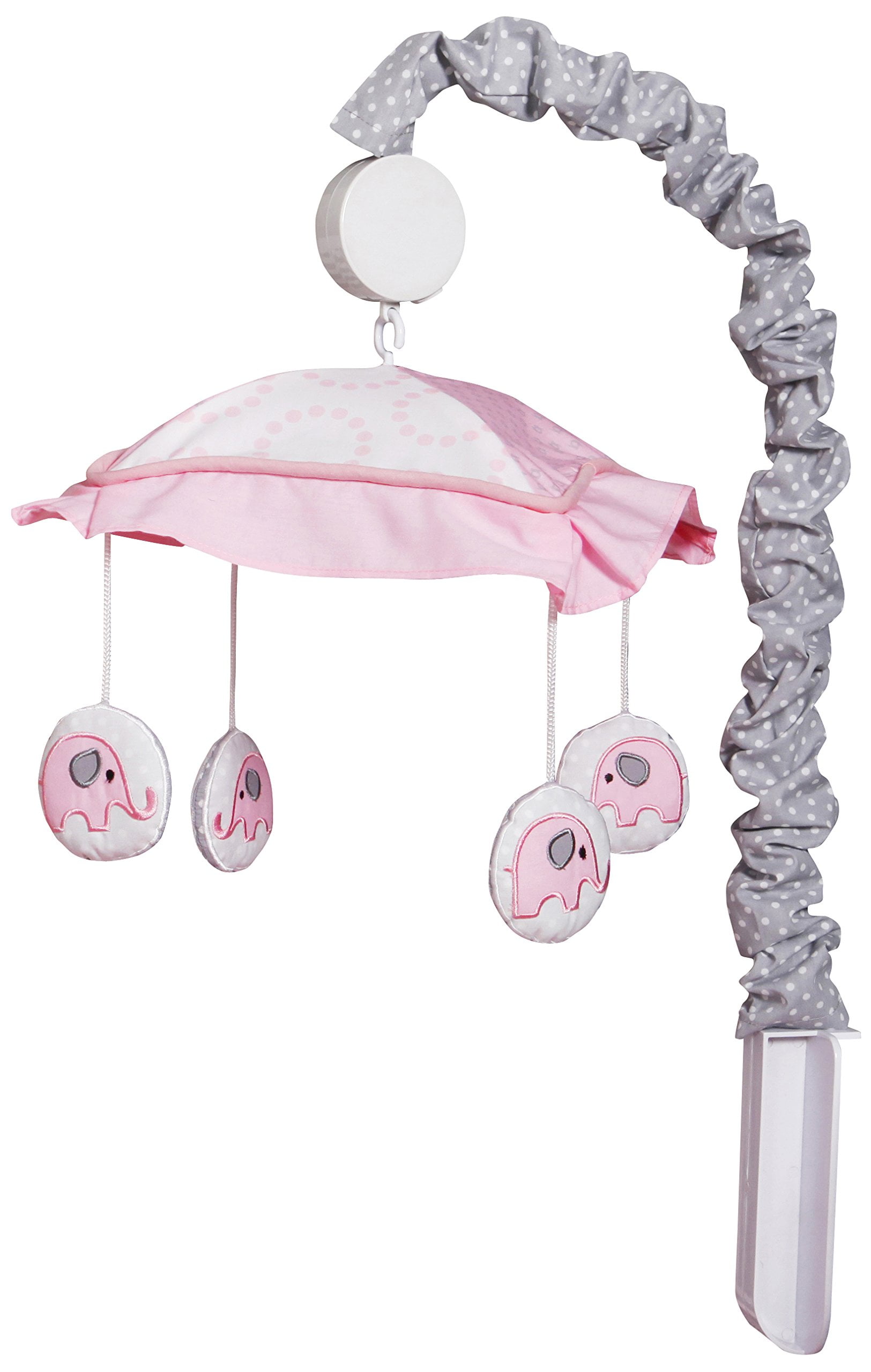 Pink and Gray Elephant Musical Crib Mobile