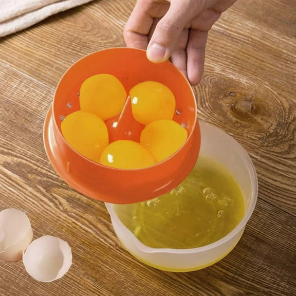 Optimal Egg Filter Baking Tool – Accommodates 6 Eggs, Strainer for Separating Egg Whites from Yolks, Dishwasher Safe & Reusable,Orange - 13x7cm