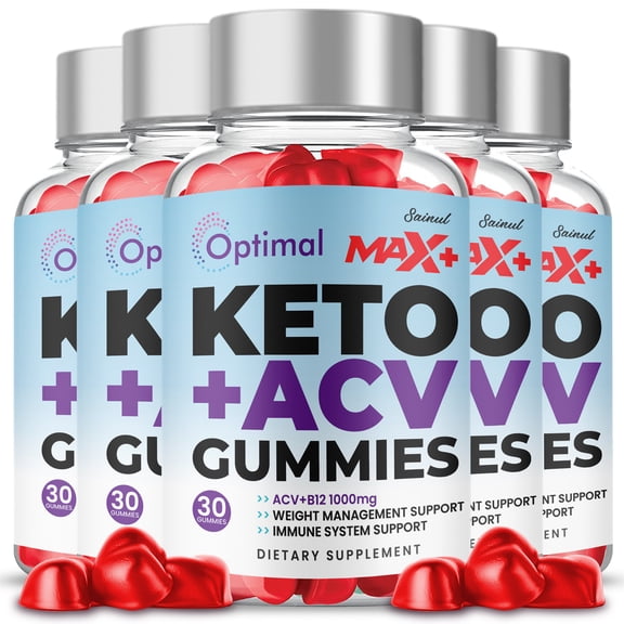 Optimal Max + Keto ACV Gummies, Official Optimal Max+ ACV Gummies, Apple Cider Vinegar, 5-Month Supply Dietary Supplement (5 Pack)