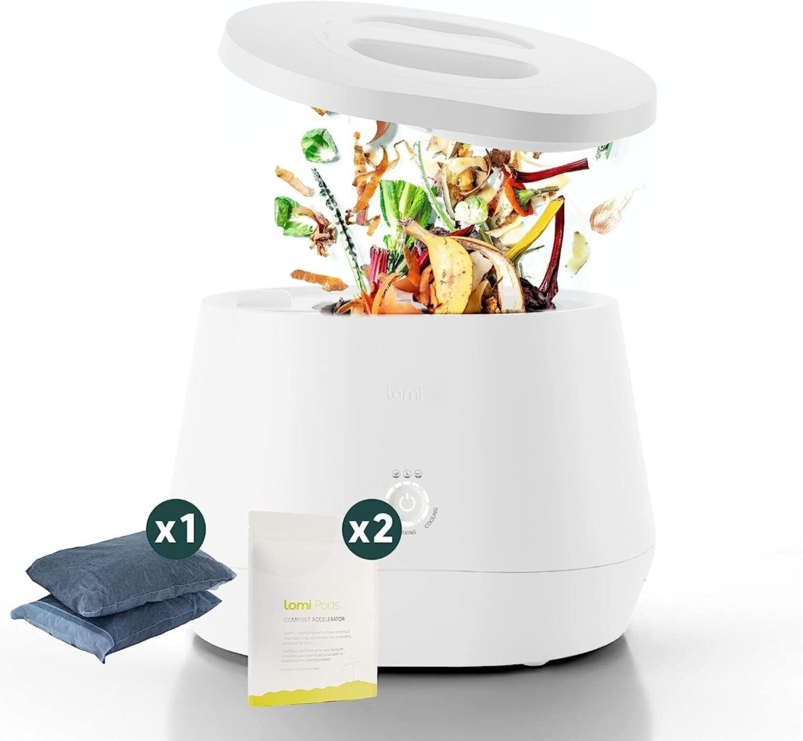 White 3L Electric Smart Kitchen Composter with Odor Neutralizer