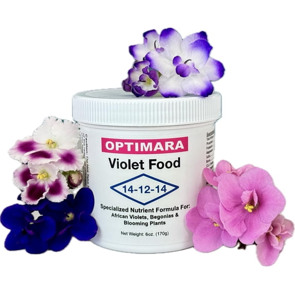 Optimara Violet Food NPK 14-12-14 (6oz./170g) Professional Complete Violet Food for African Violets and Blooming Plants, Includes 1/2 TSP Measuring Spoon