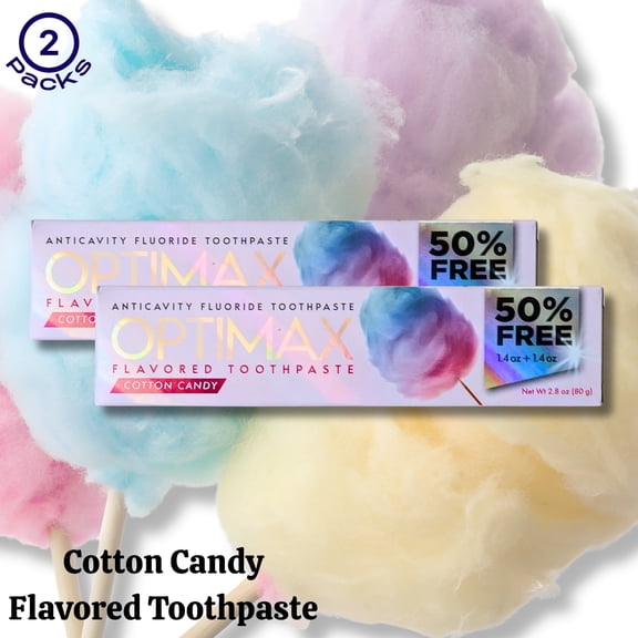 Optimax Cotton Candy Flavored Anticavity Toothpaste, Pack of 2, 2.8 oz Each