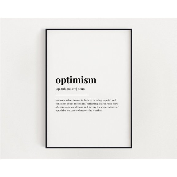 Optimism Definition Meaning, Wall Art, Print, Positivity Print, Home Décor Home Decor #3701, Unframed Canvas Size 24x36