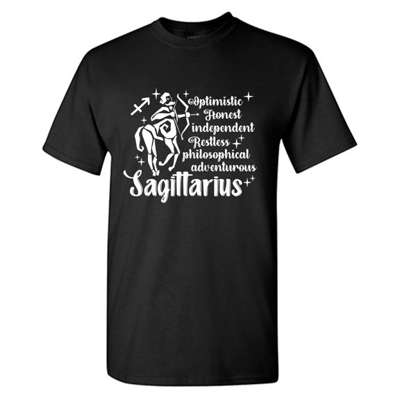 Optimistic Honest Independent Restless Philosophical Adventurous Sagittarius Sarcastic Humor Graphic Tees Gift For Mens Novelty Funny T Shirt