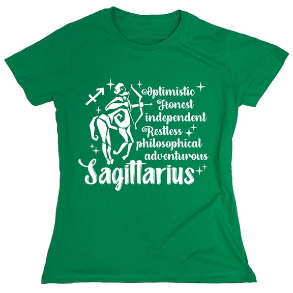 Optimistic Honest Independent Restless Philosophical Adventurous Sagittarius Sarcastic Humor Novelty Funny Women's Casual Tees