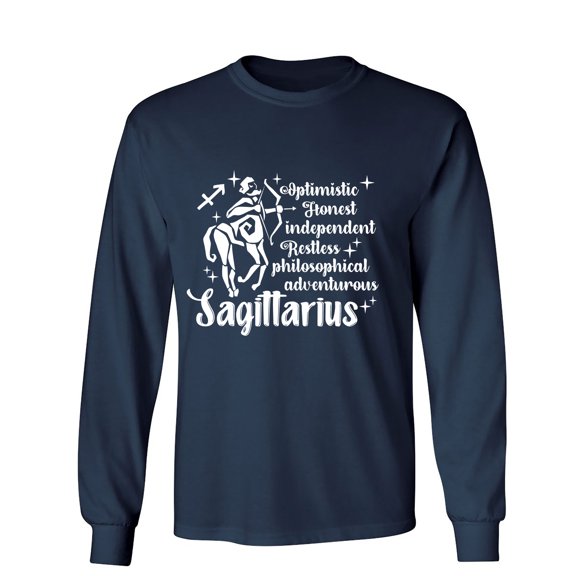 Optimistic Honest Independent Restless Philosophical Adventurous Sagittarius Sarcastic Humor Novelty Men's Long Sleeve Shirts