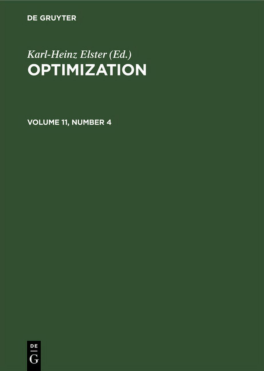 Optimization. Volume 11, Number 4 (Hardcover) - Walmart.com