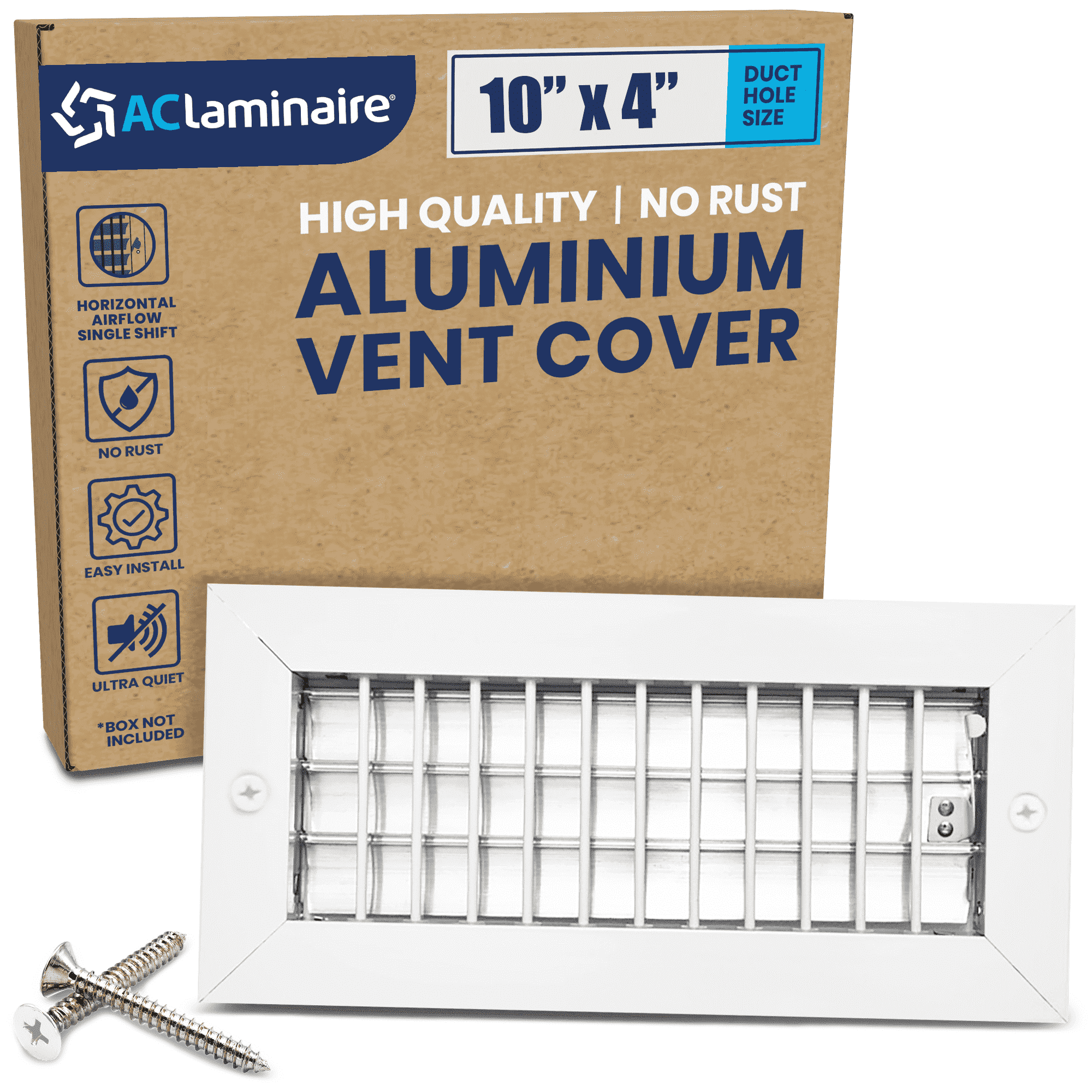 10x4 Vent Cover, Aluminum Supply Wall Vent, Multi-Shutter, High Airflow [11.6" x 5.6" Face]